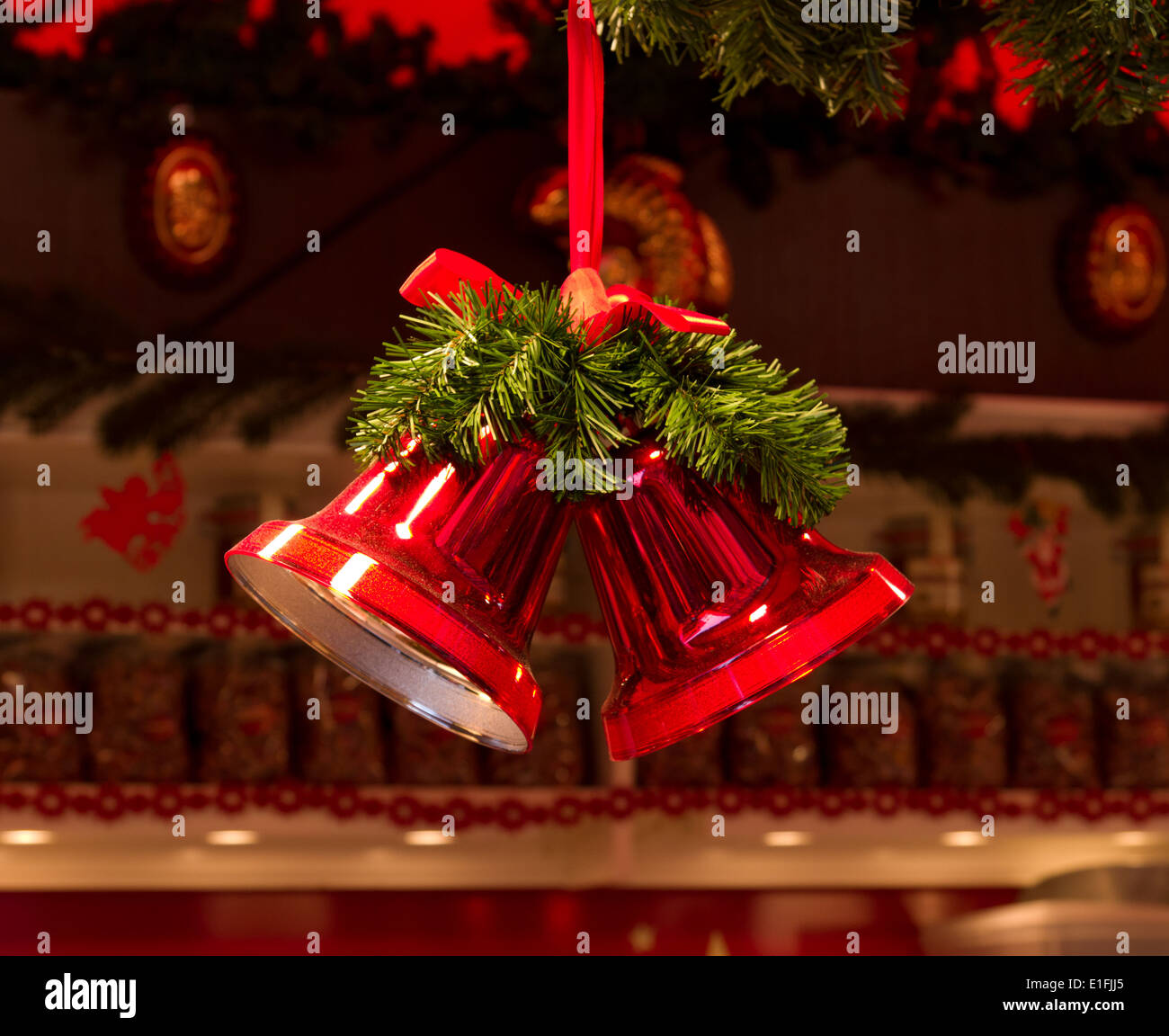 Cloches de noël décoration rouge Banque D'Images