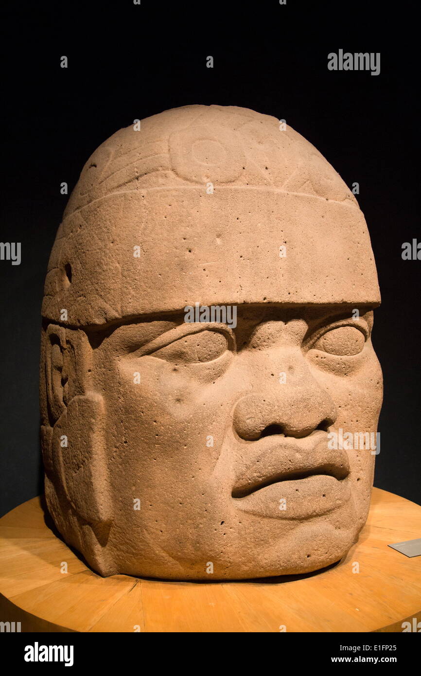 Tête Colossale Olmèque, Musée National d'Anthropologie, Mexico, Mexique, Amérique du Nord Banque D'Images