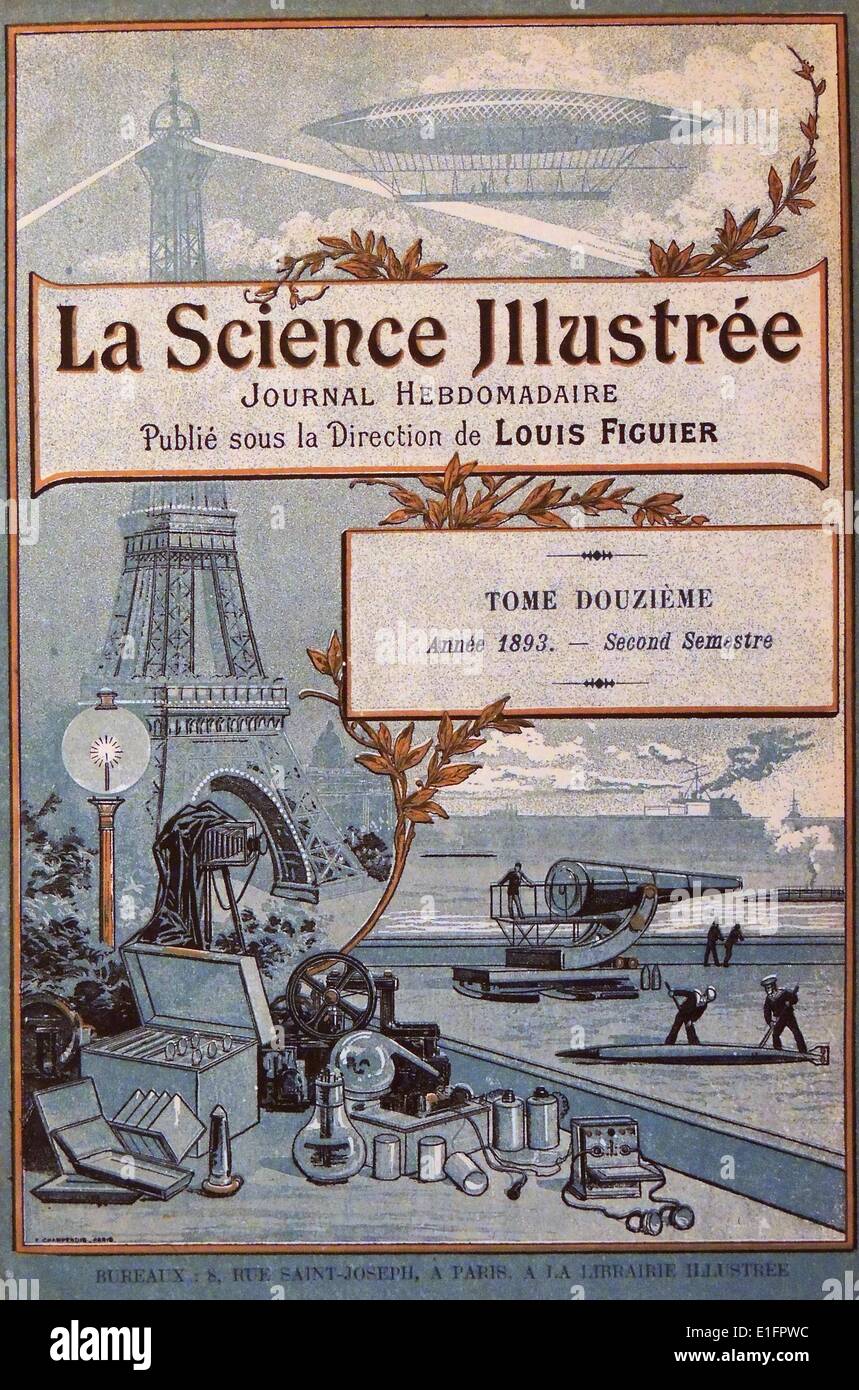 Copie de la première page de couverture de la science illustrée. Un journal hebdomadaire français traduit à la science illustrée a été créée en 1875. Datée 1893 Banque D'Images