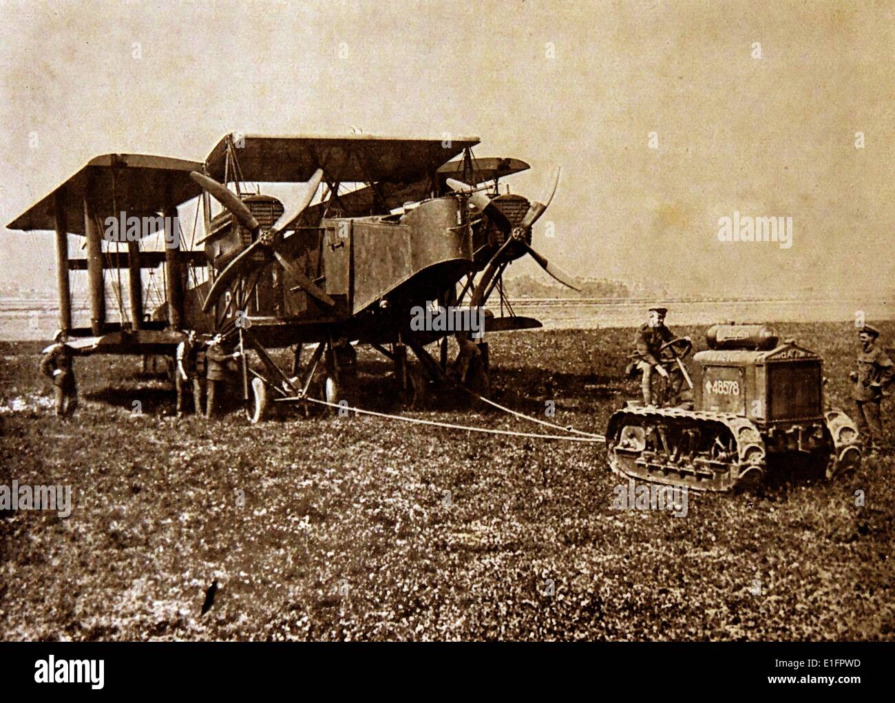 Photographie d'un Handley Page Type O bombardier biplan. Cet avion Bombardier a été utilisé par les Britanniques durant la Première Guerre mondiale. Datée 1918 Banque D'Images