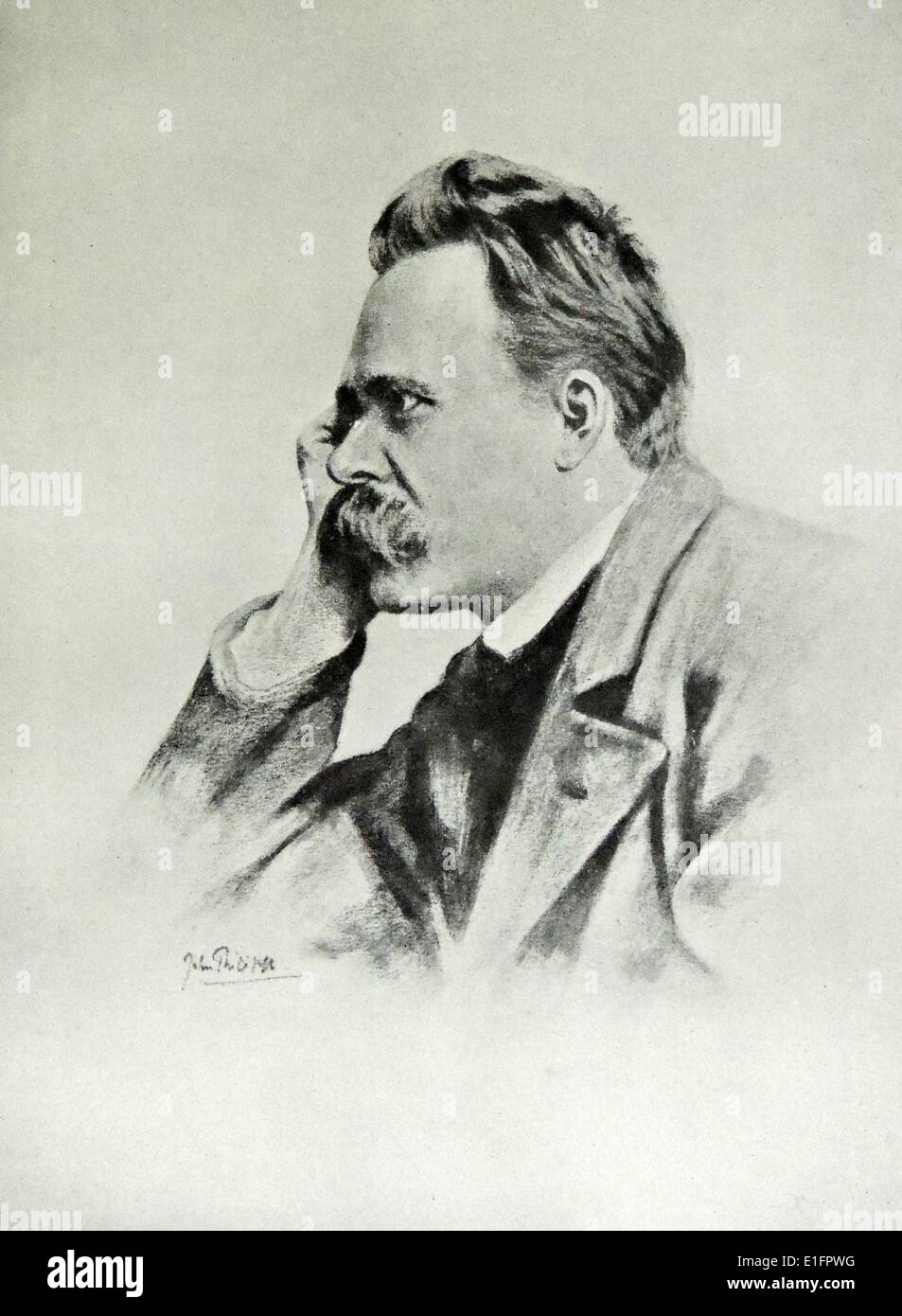 Portrait de Friedrich Nietzsche (1844 - 1900) philosophe allemand, philosophe, critique culturel, poète et compositeur. Datée 1912 Banque D'Images