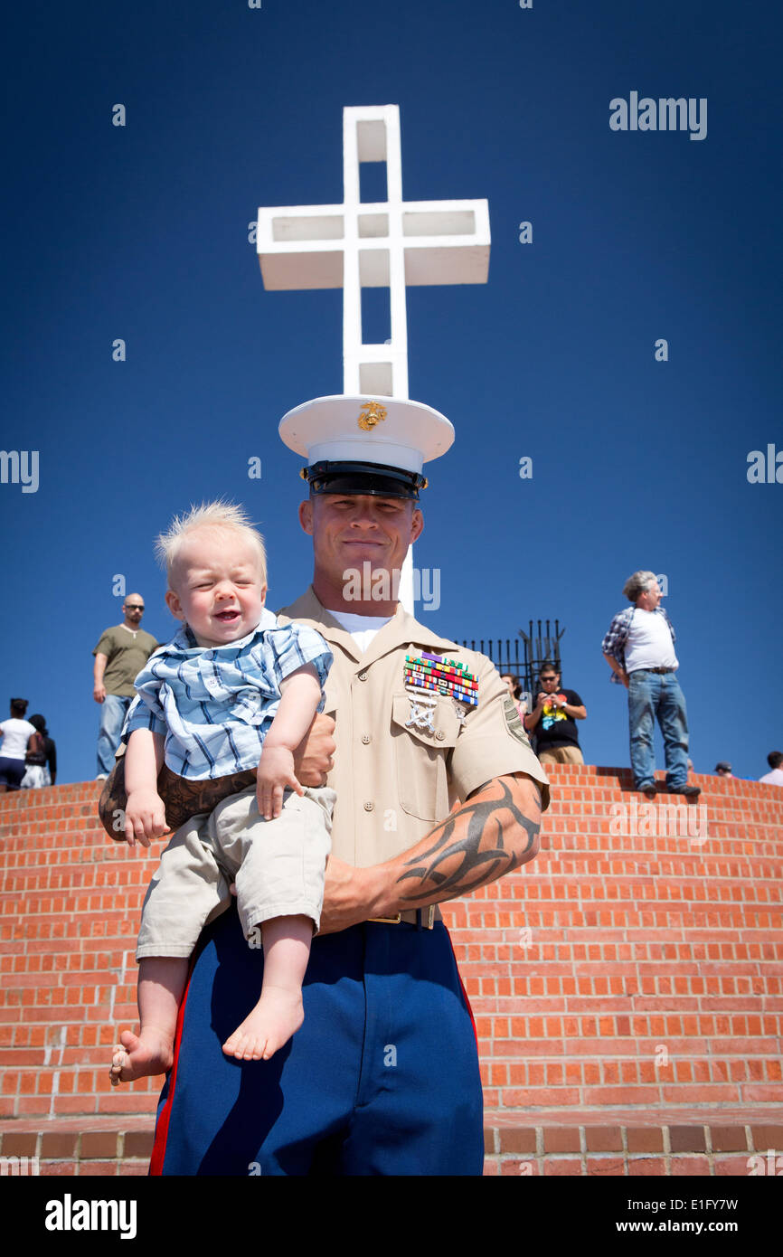 Célébration sur Memorial Day à la Mt. Soledad Veteran's Memorial National pour honorer les soldats tombés, en mai 2014. Un hommage a été rendu au Sgt. Rafael Peralta, qui a sauvé ses camarades. Banque D'Images