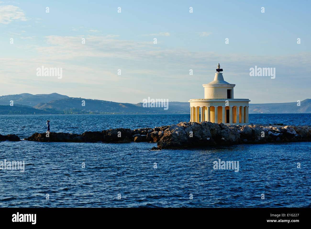 La Grèce, l'île de Céphalonie, ionienne, Argostoli, phare de Bonaventure Theodoron St. Banque D'Images