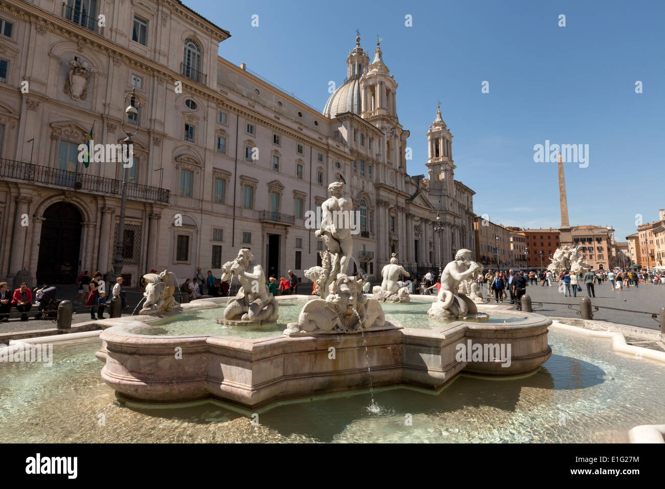 Piazza Navona, Rome, à au nord de la Fontana del Moro ( Fontaine de la Lande ) à l'extrémité sud ; Rome, Italie Europe Banque D'Images