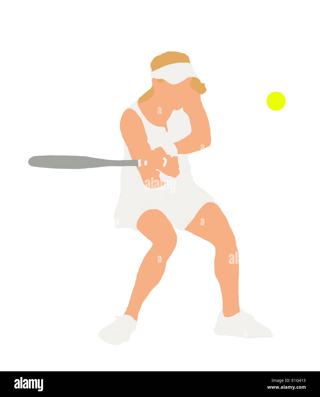 Tennis player jouer en revers en double [fondée sur une photo de Agnieszka Radwanska] Banque D'Images