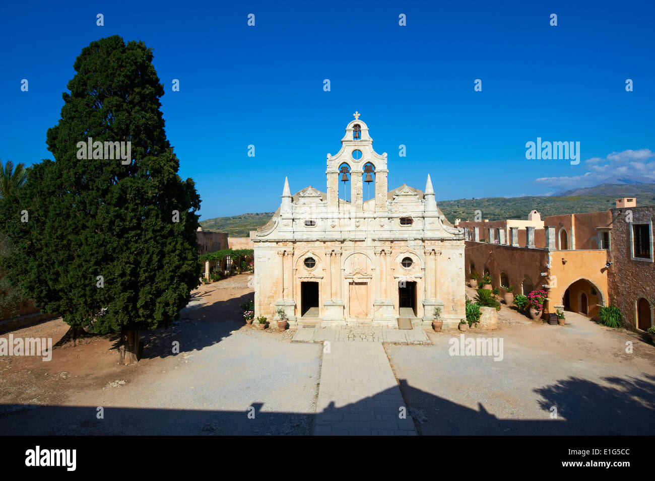 La Grèce, l'île de Crète, monastère Arkadi () Rue Arkadiou Banque D'Images