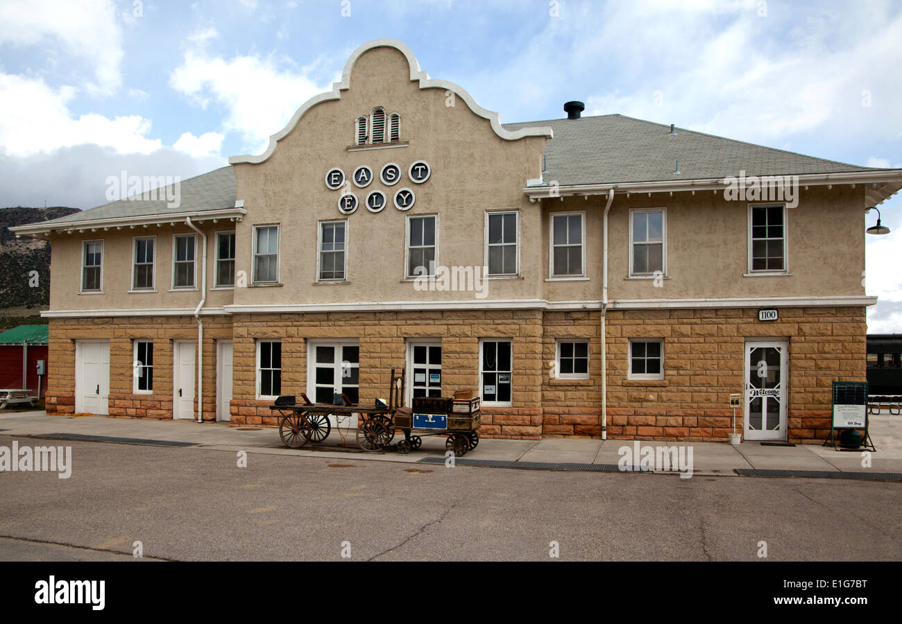 L'ancien Train Depot à Ely, Nevada est aujourd'hui un musée et l'attraction. Banque D'Images