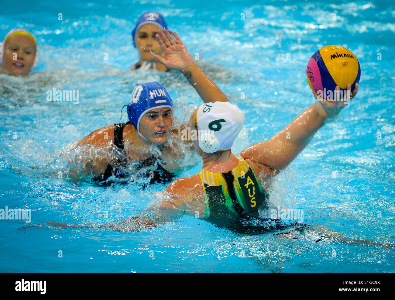 De l'action finale de water-polo dames Jour (Bronze et médaille d'Allumettes) à l'Jeux olympiques de Londres 2012 Banque D'Images