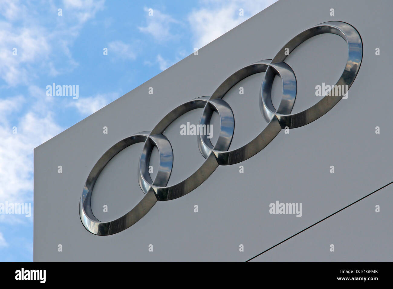 Allemagne : le logo d'AUDI à Ingolstadt au siège . 2014/04/22 Banque D'Images