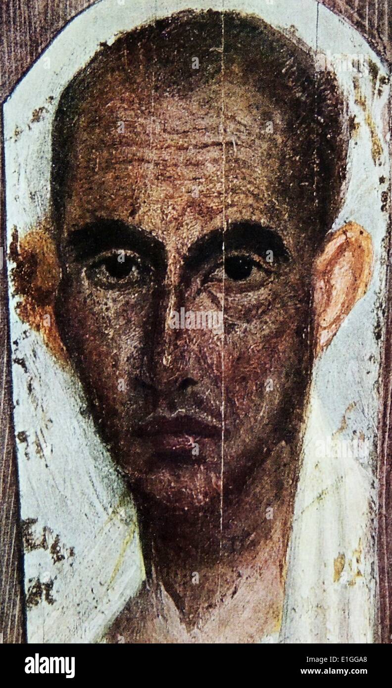 Portrait funéraire d'un homme romain inconnu. Le portrait a été découvert en Égypte. Banque D'Images