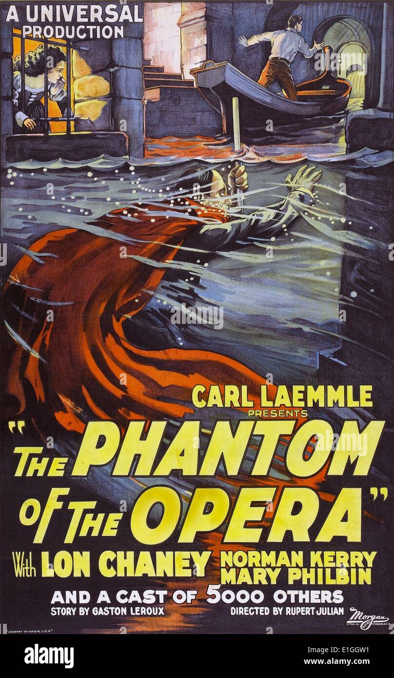 Le Fantôme de l'Opéra, un silencieux 1925 adaptation de l'horreur américain 1910 roman, adapté au cinéma, avec Lon Chaney, Norman Kerry et Mary Philbin. Banque D'Images