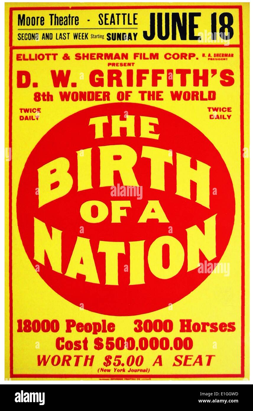 La naissance d'une nation un film muet américain de 1915. Banque D'Images