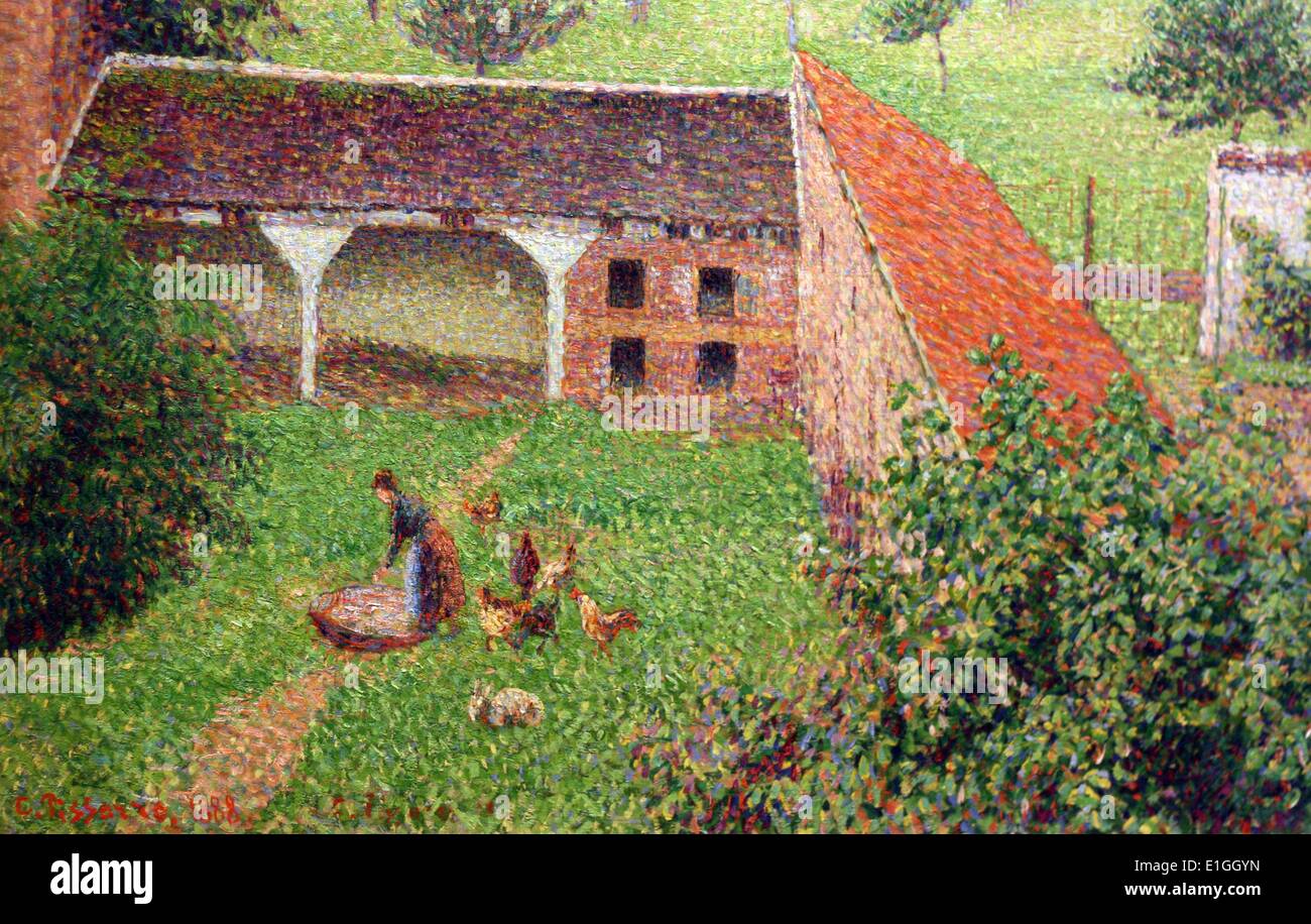 Vue de ma fenêtre, à Eragny-sur-Epte, de Camille Pissarro (1830-1903), huile sur toile. Signée et datée C. Pissaro, 1888. Banque D'Images