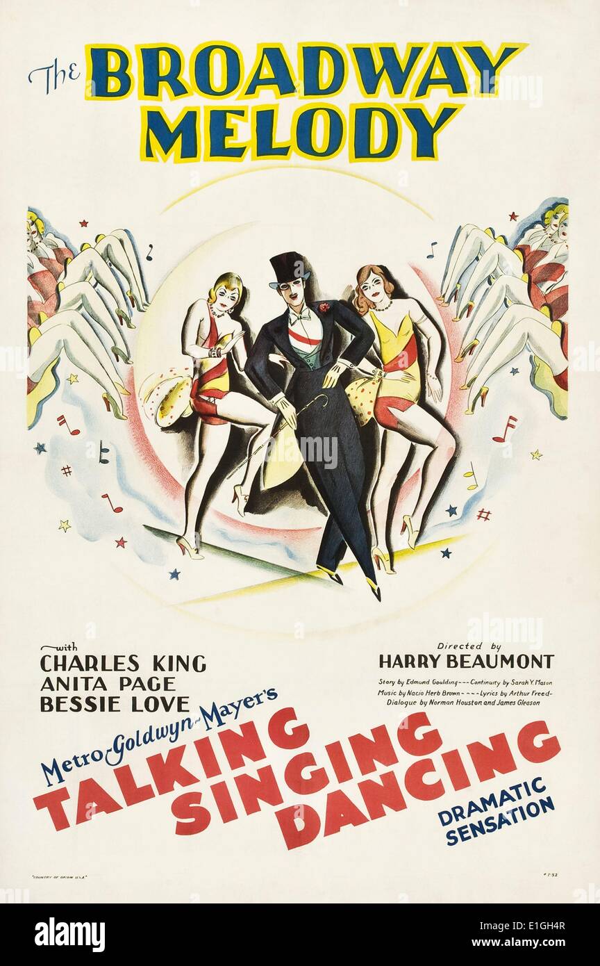 Le Broadway Melody de 1929 avec Charles King, Anita Page et Bessie Love. Banque D'Images