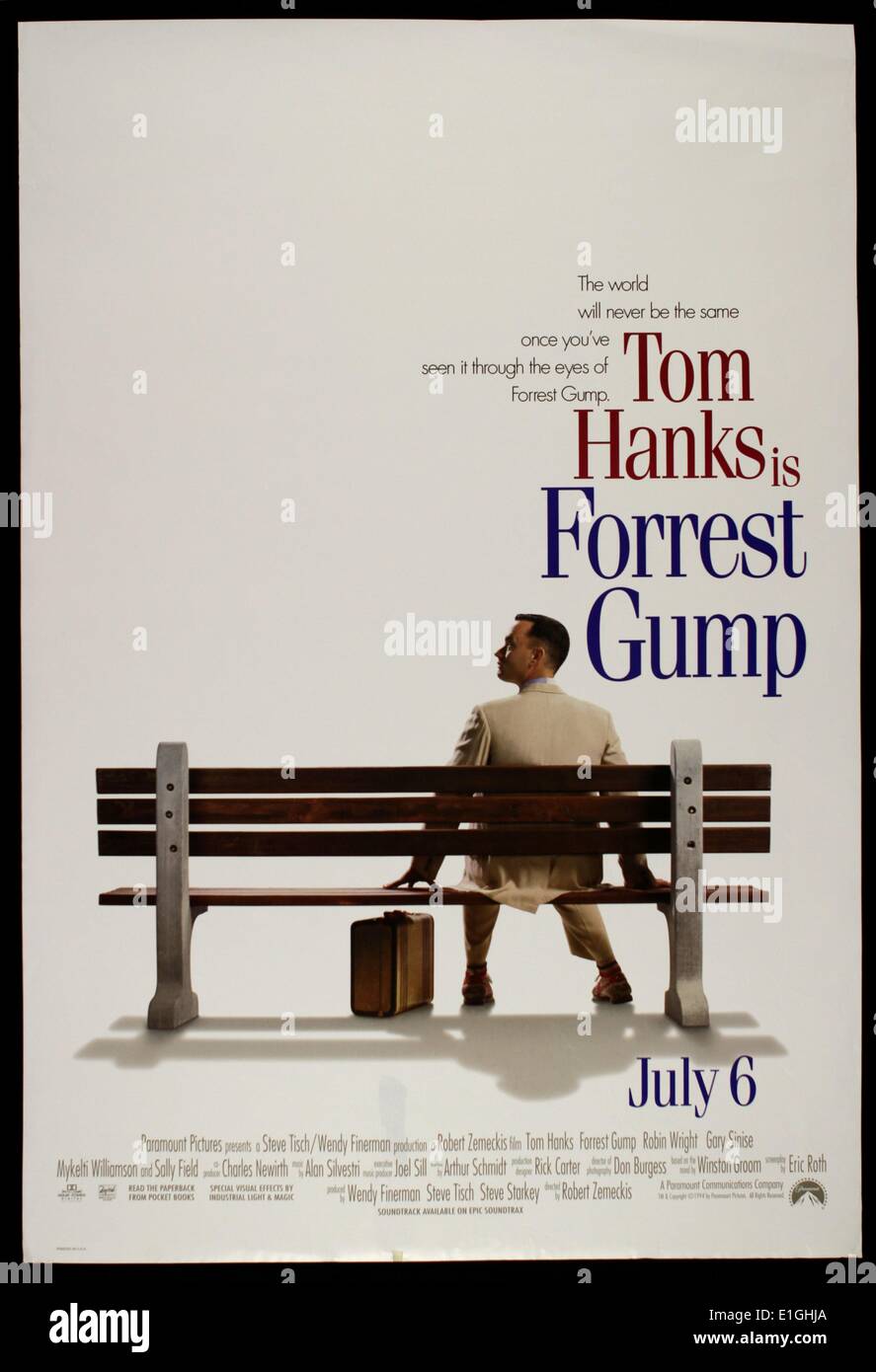 Forrest Gump en 1994, une comédie romantique américaine film épique avec Tom Hanks, Robin Wright, Gary Sinise et Sally Field. Banque D'Images