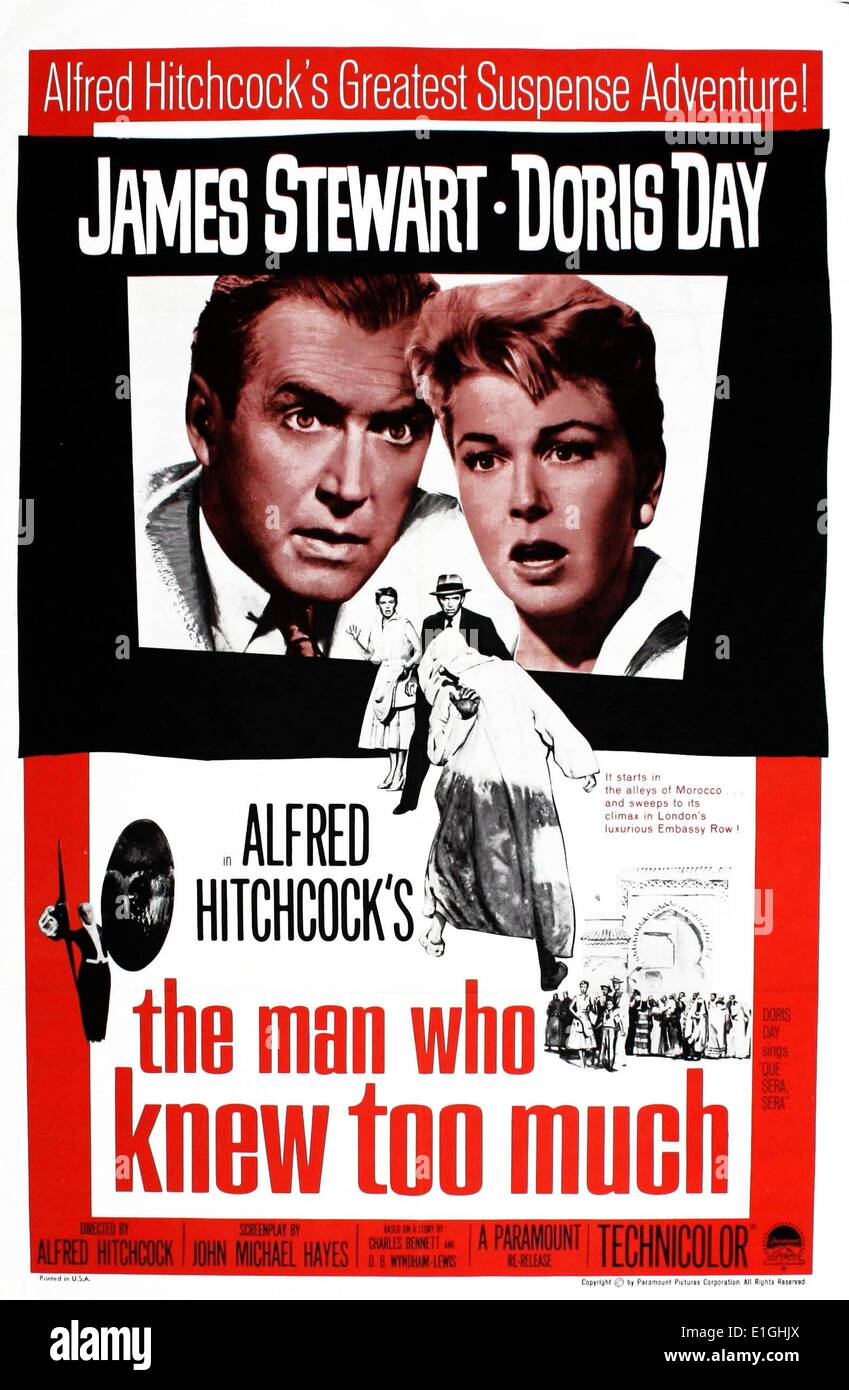 L'homme qui en savait trop un film de suspense de 1956 avec James Stewart et Doris Day. Banque D'Images
