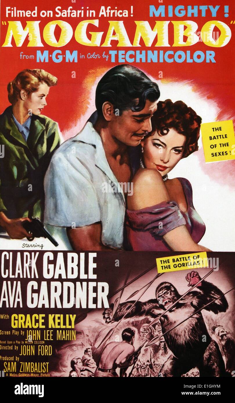 Un film 1953 Mogambo avec Clark Gable et Ava Gardner. Banque D'Images