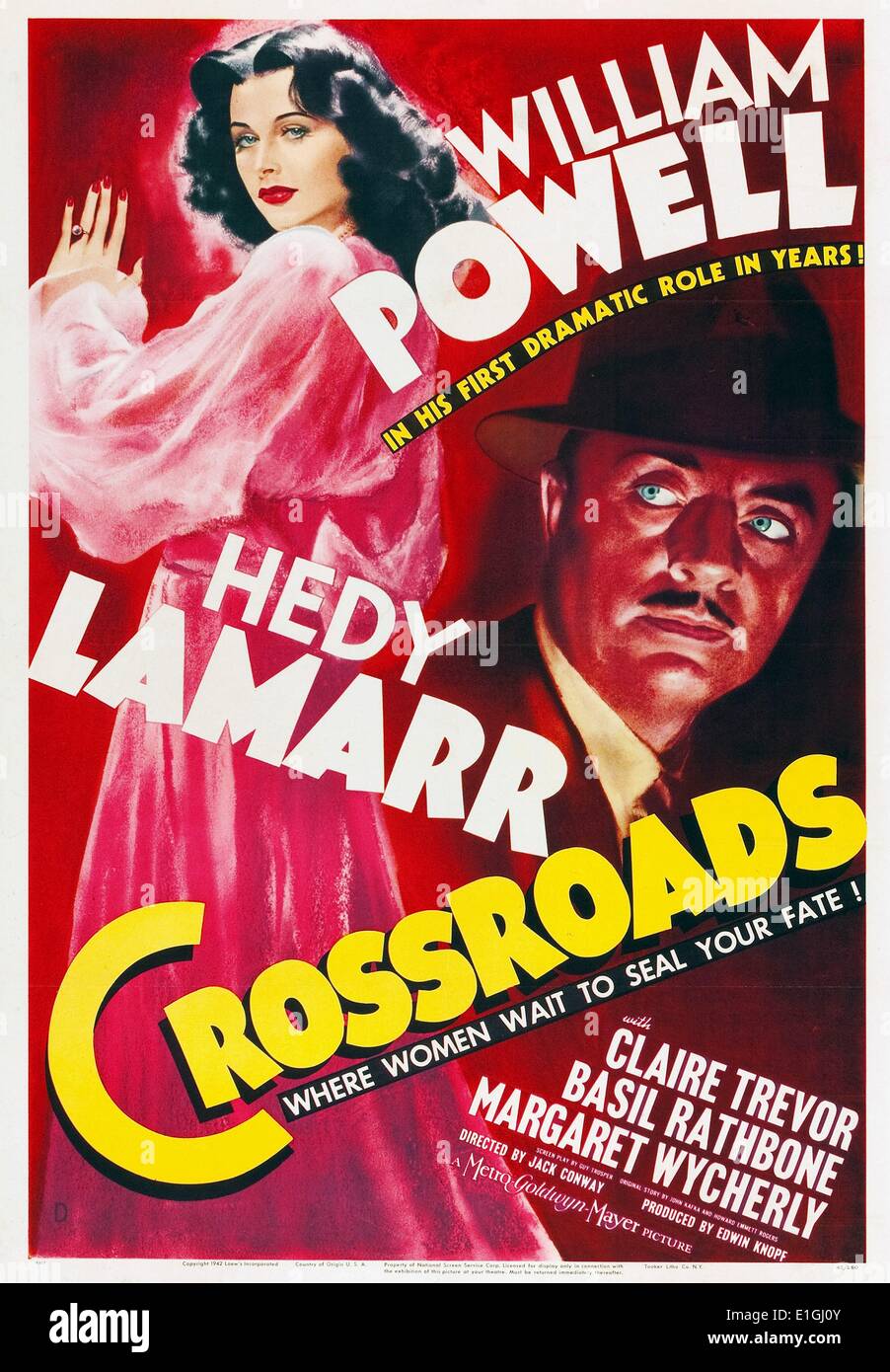 Croisée des chemins, 1942 film noir mystère avec William Powell et Hedy Lamaar. Banque D'Images
