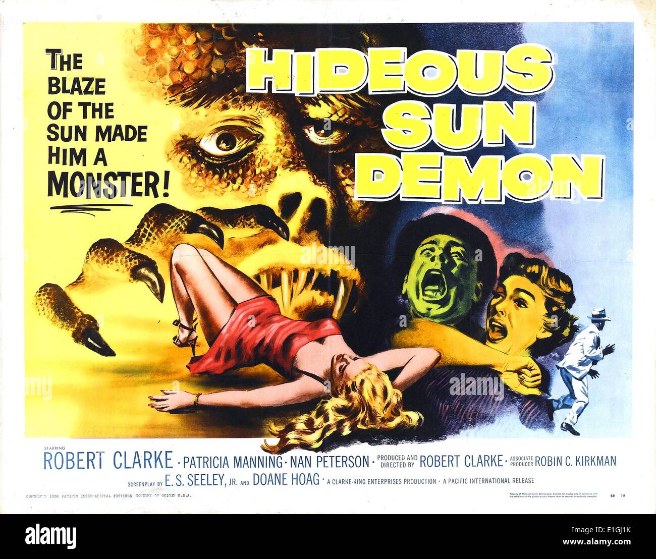 Démon Sun hideux avec Robert Clarke 1959 Un film d'horreur. Banque D'Images