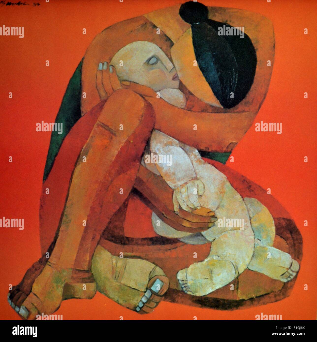 Kiukok Ang, Mère et enfant, 1984, huile sur toile. Banque D'Images