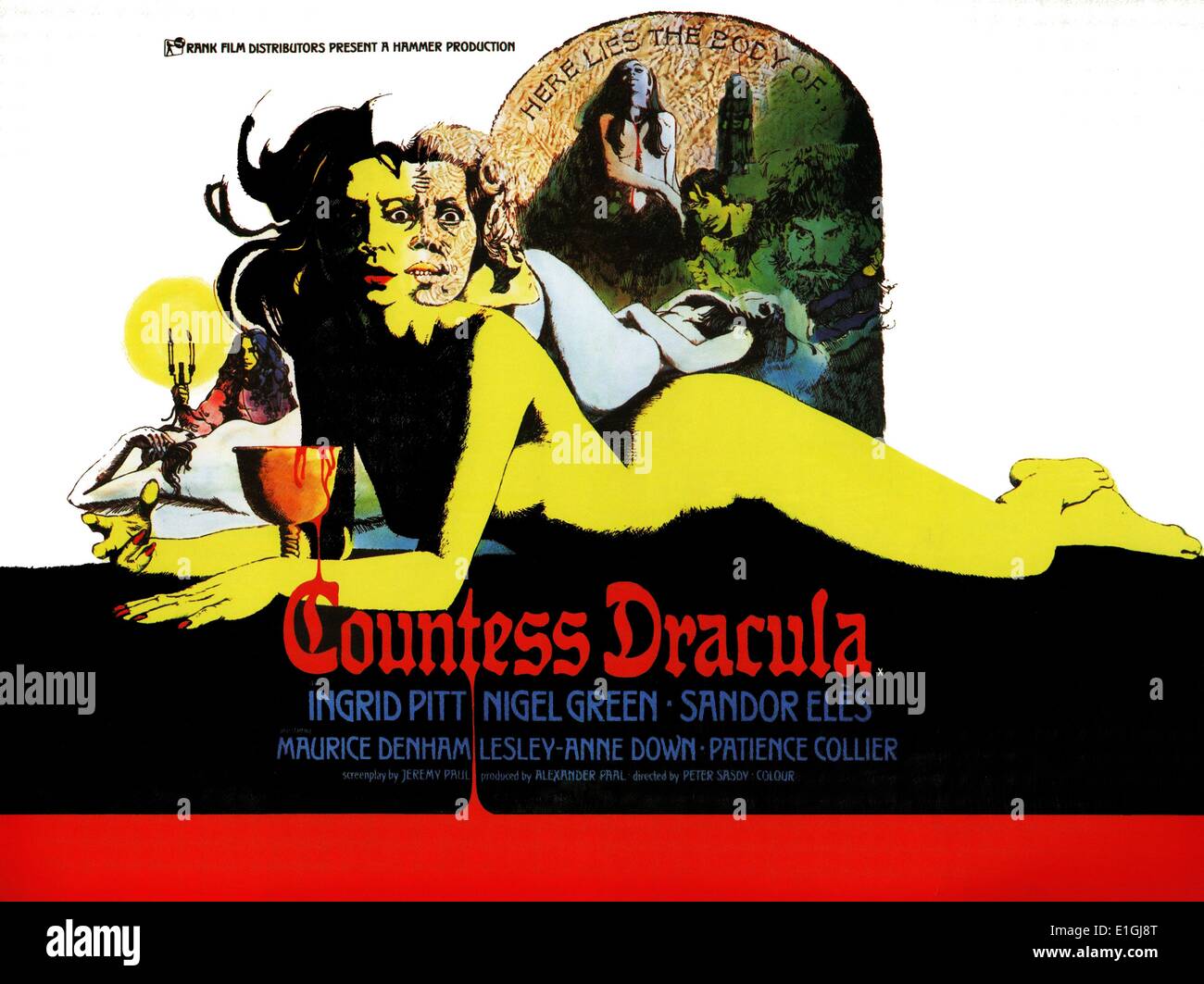 Comtesse Dracula un film d'horreur Hammer 1971 avec Ingrid Pitt. Banque D'Images