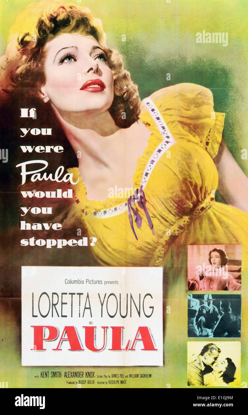 Paula avec Loretta Young 1952 un mélodrame maternel qui fait partie thriller, partie tearjerker. Banque D'Images