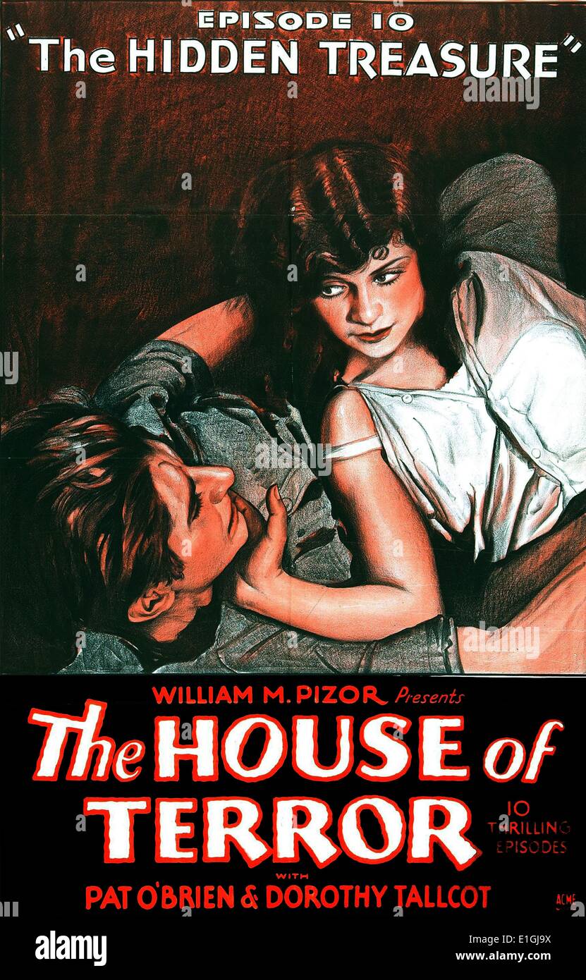 La Maison de la terreur un film 1928 avec Pat O'Brien et Dorothy Tallcot. Banque D'Images