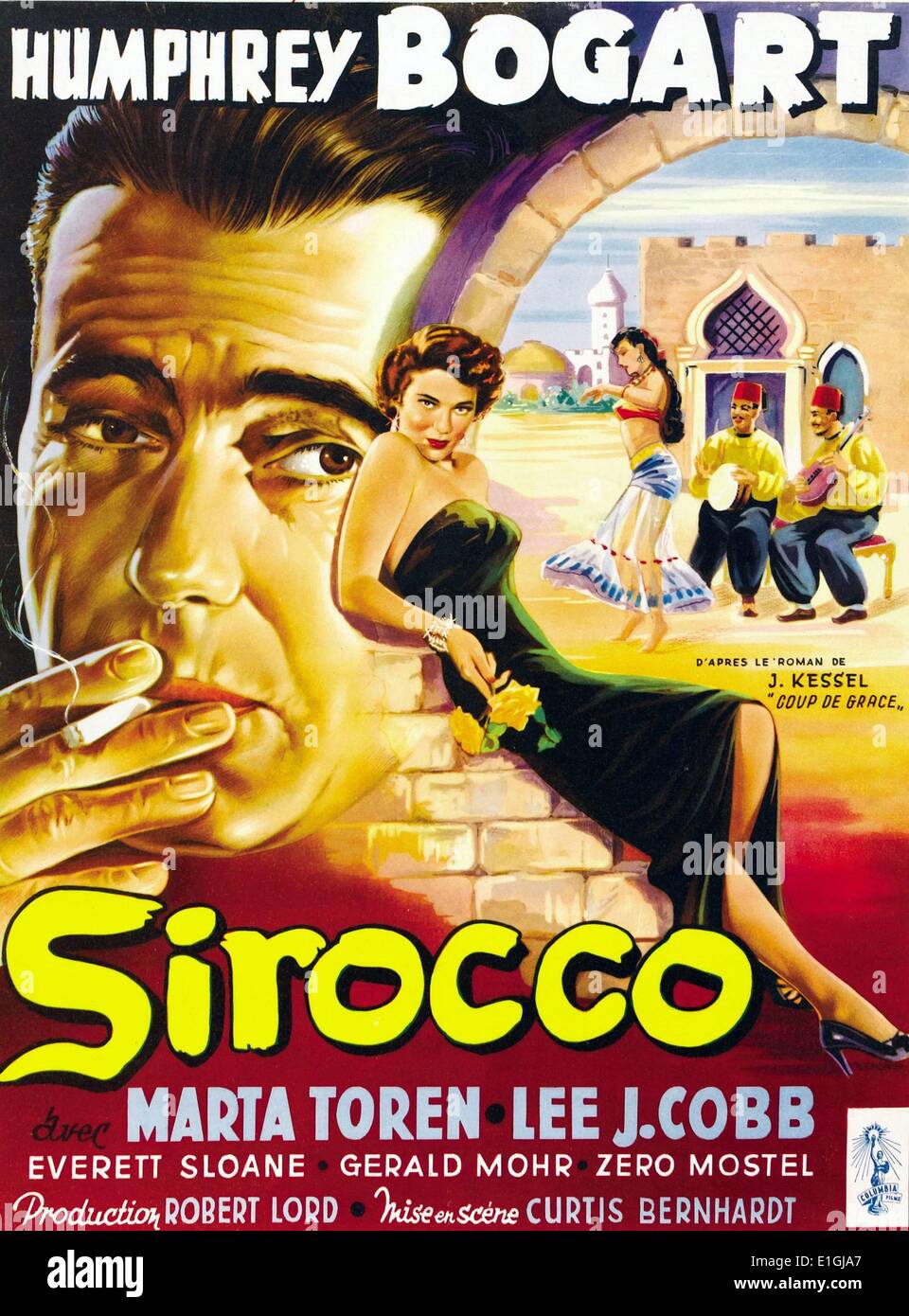 Sirocco 1951 un film noir américain avec Humphrey Bogart. Banque D'Images