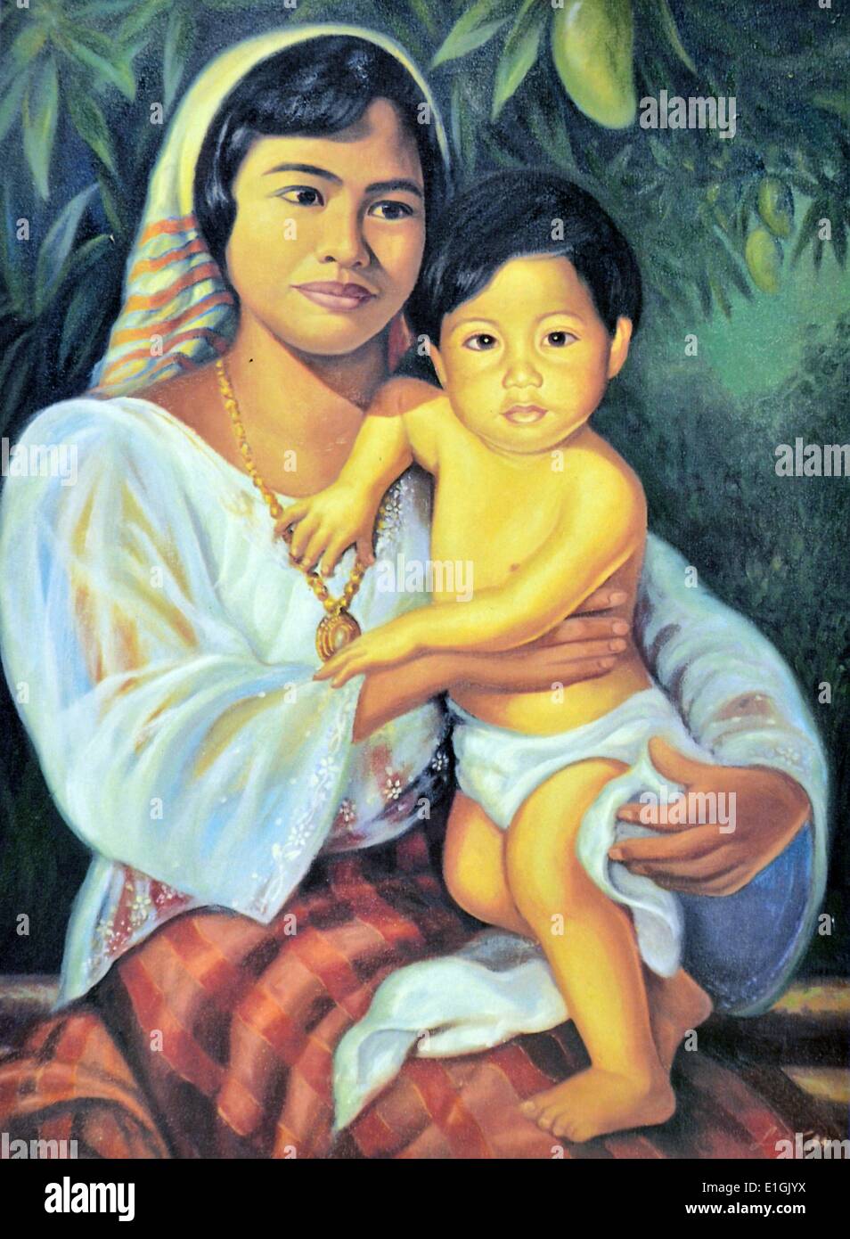 Edward Liao, Mère et enfant, 1994. Huile sur toile. Banque D'Images