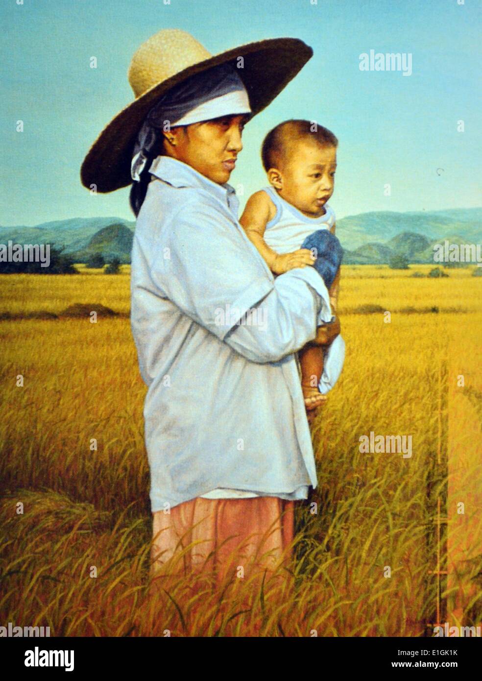 Robbie Nubla, Mère et enfant, 1993. Huile sur toile. Banque D'Images