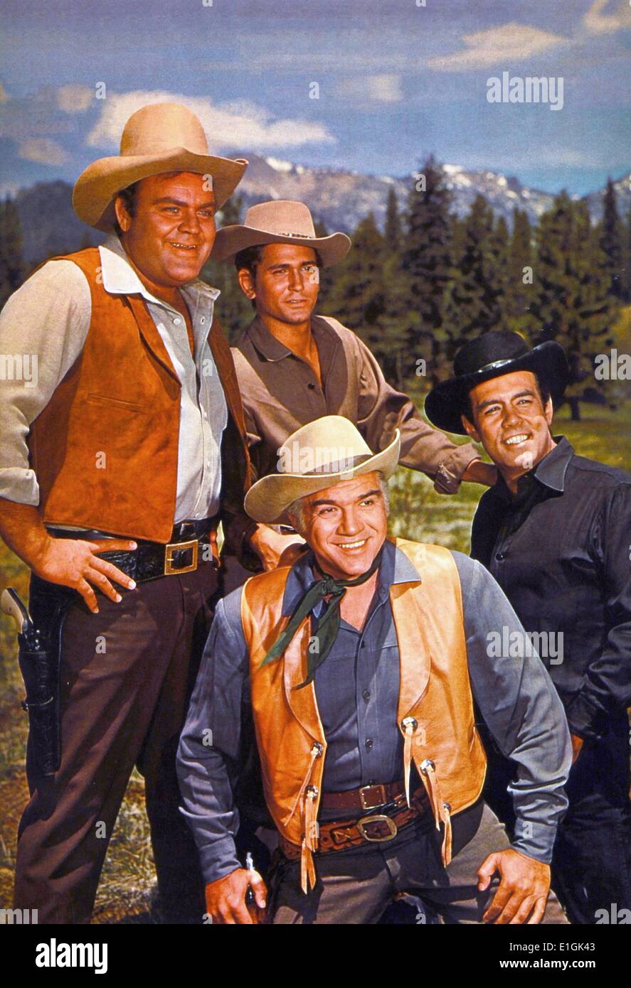 Publicité photo de la série télévisée américaine 'Bonanza'. Bonanza est une série de télévision NBC western, qui a eu lieu du 12 septembre 1959 au 16 janvier 1973 Banque D'Images