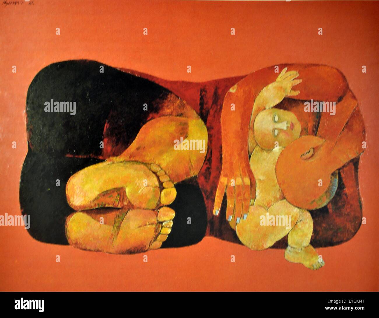 Kiukok Ang, Mère et enfant, 1985, huile sur toile. Banque D'Images