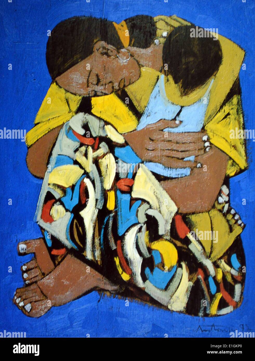 Angelito Antonio, Mère et enfant, 1992, huile sur bois. Banque D'Images
