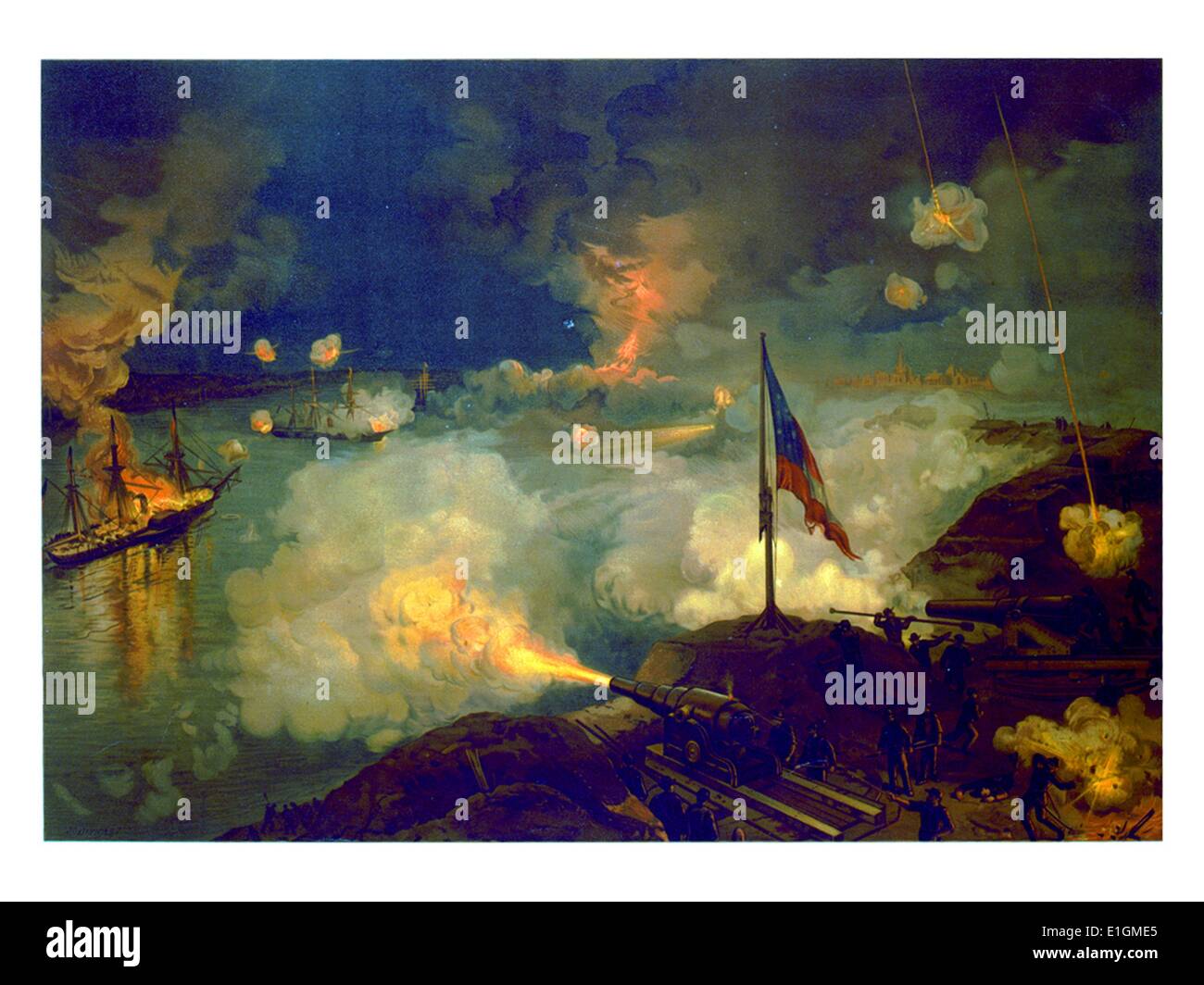 La guerre navale--Louisiane--Port Hudson--1860-1870. Banque D'Images