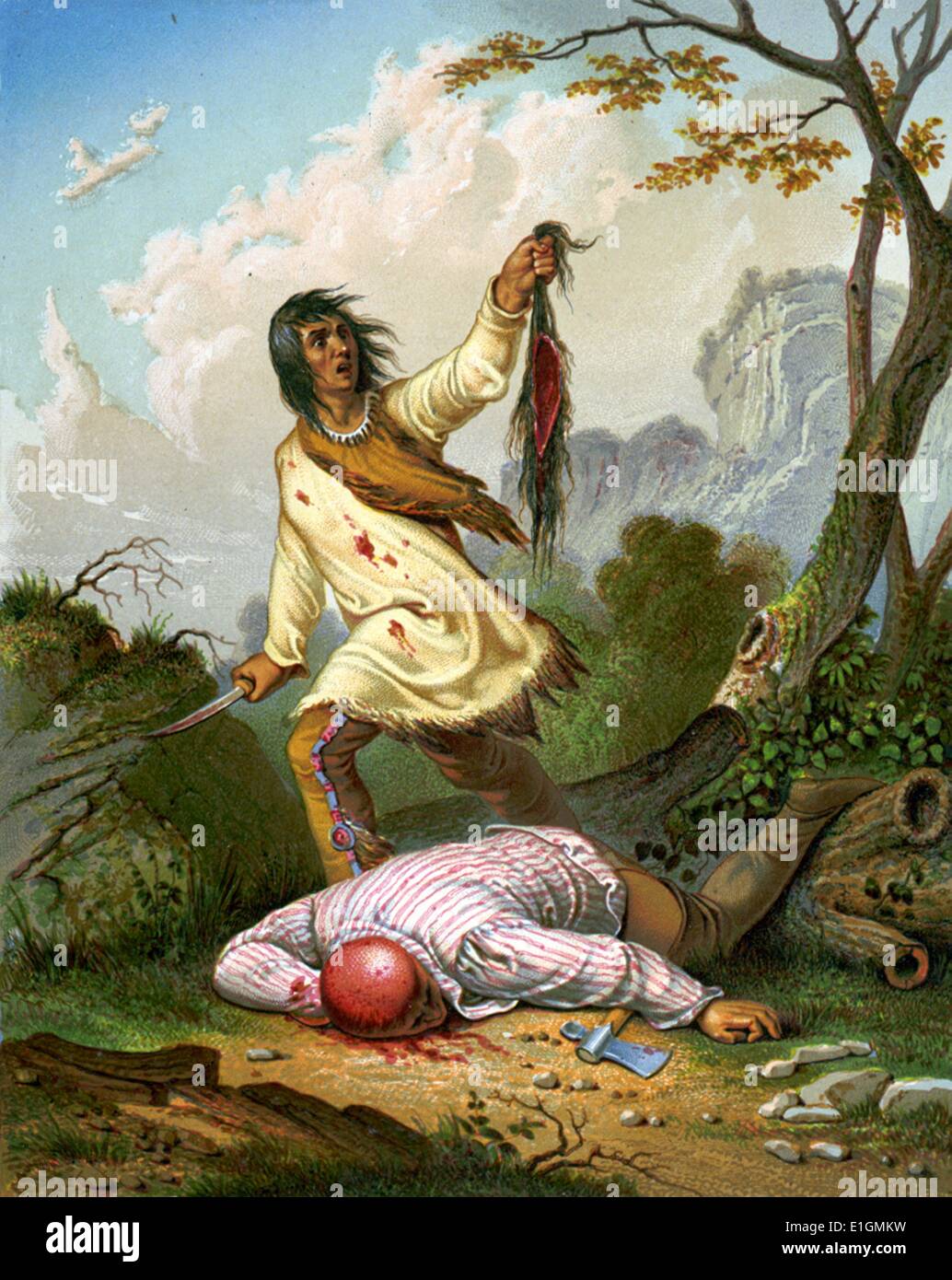 Pocahontas à la cour du roi James par Richard Rummels. Pocahontas était la fille de Powhatan, le chef suprême d'un réseau d'affluent nations tribales. On dit qu'elle a sauvé la vie d'un Indien, captifs anglais John Smith, en plaçant sa tête sur son propre lorsque son père leva sa massue de guerre de l'exécuter. Banque D'Images