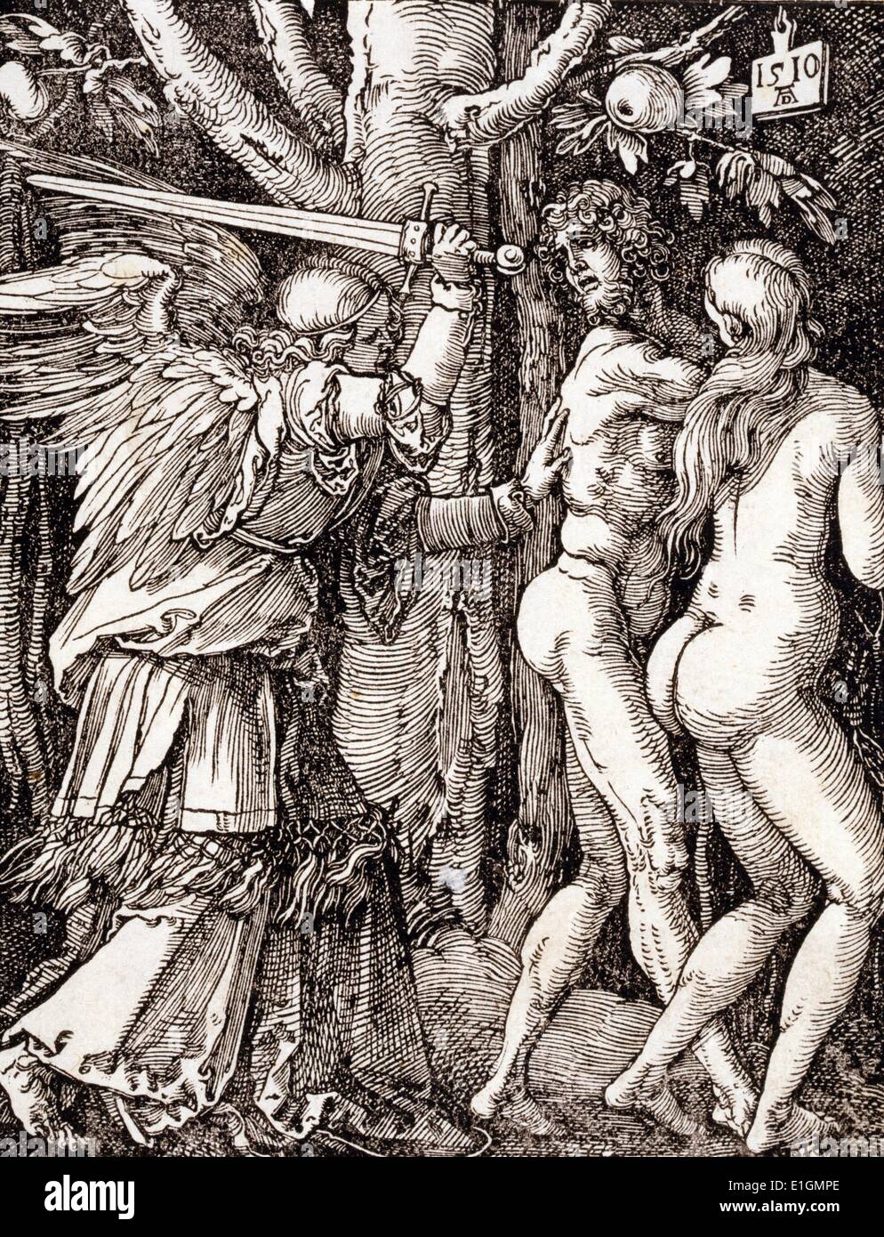 Petite Passion. L'expulsion du paradis 1510. Par Albrecht Dürer (1471-1528). Datée 1510 Banque D'Images