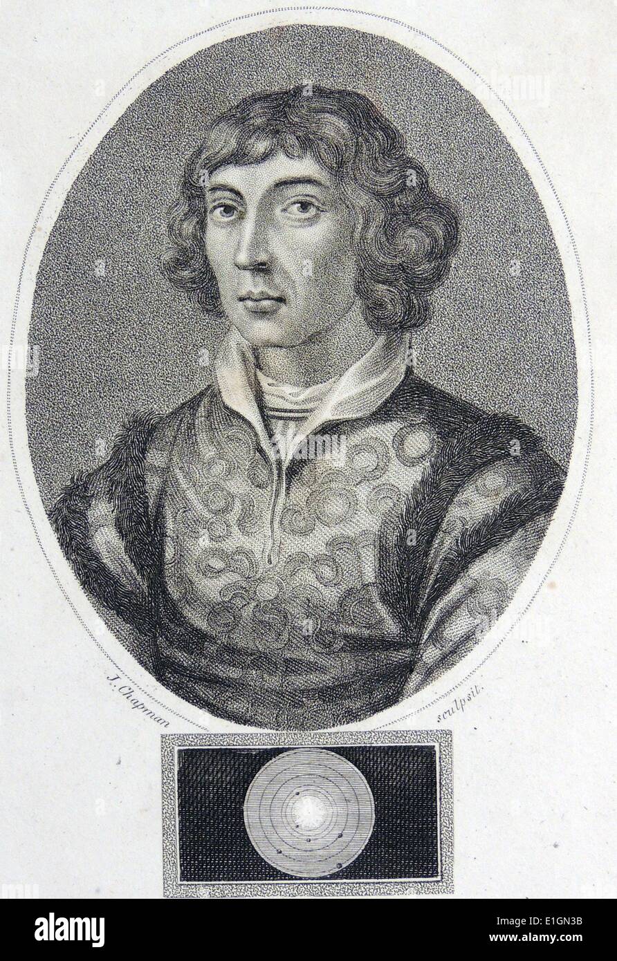 Nicolas Copernic (1473-1543) astronome polonais qui était premier depuis grecque à proposer un univers héliocentrique. La gravure, c1810. Banque D'Images