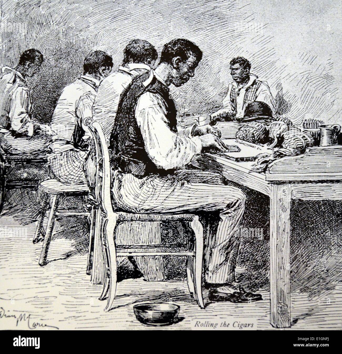 Machado's Cigar Factory, la Jamaïque : rouler les cigares. Gravure tirée de ''l'image'', Londres, 1889. Banque D'Images