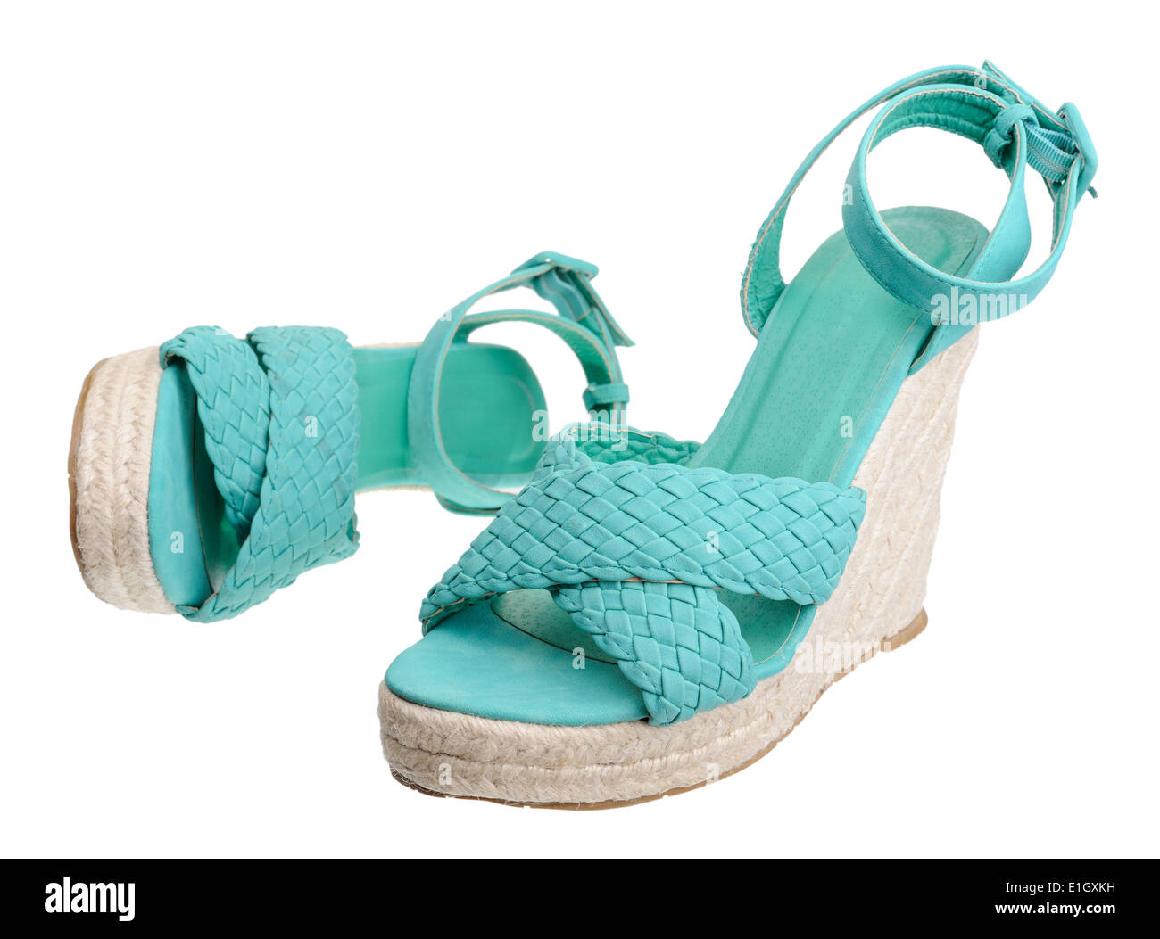 Chaussures en cuir pour femmes, isolé sur un fond blanc. Banque D'Images
