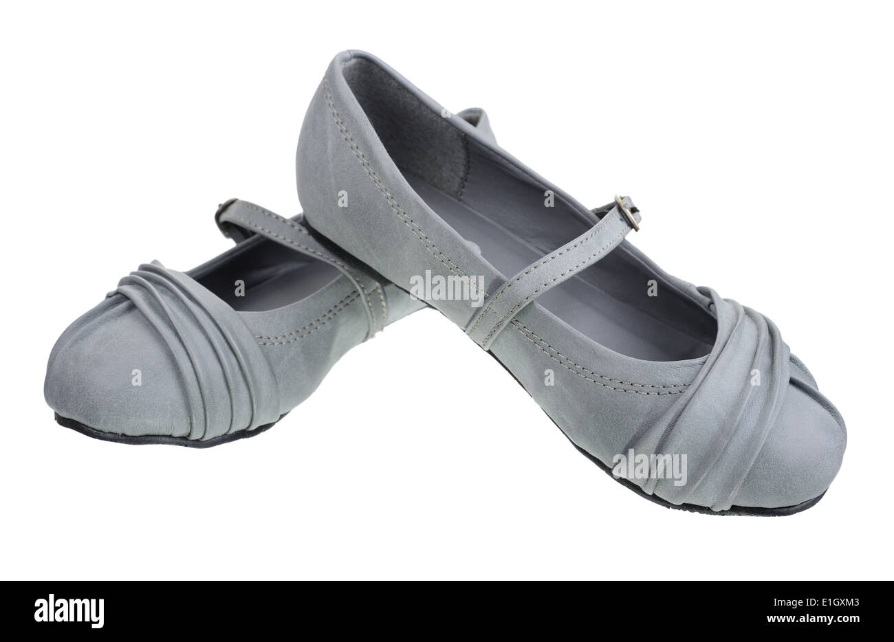 Chaussures en cuir pour femmes, isolé sur un fond blanc. Banque D'Images