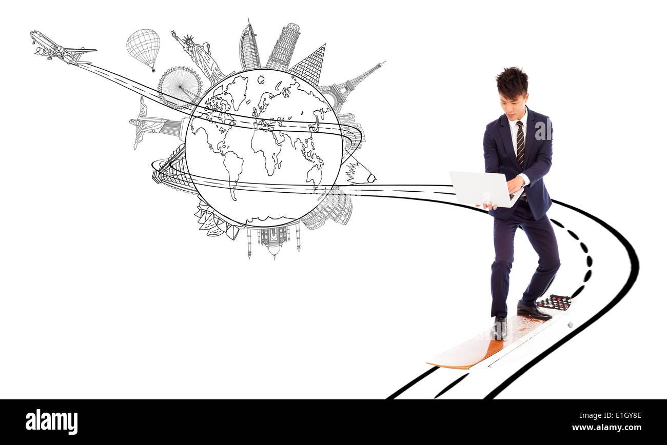 L'homme d'affaires profiter de réseau haut débit de bande passante pour Internet Banque D'Images