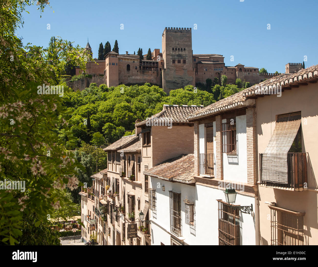 Cuesta de la Victoria dans le quartier Albaicin, Grenade, Espagne Voir plus à l'Alhambra Banque D'Images