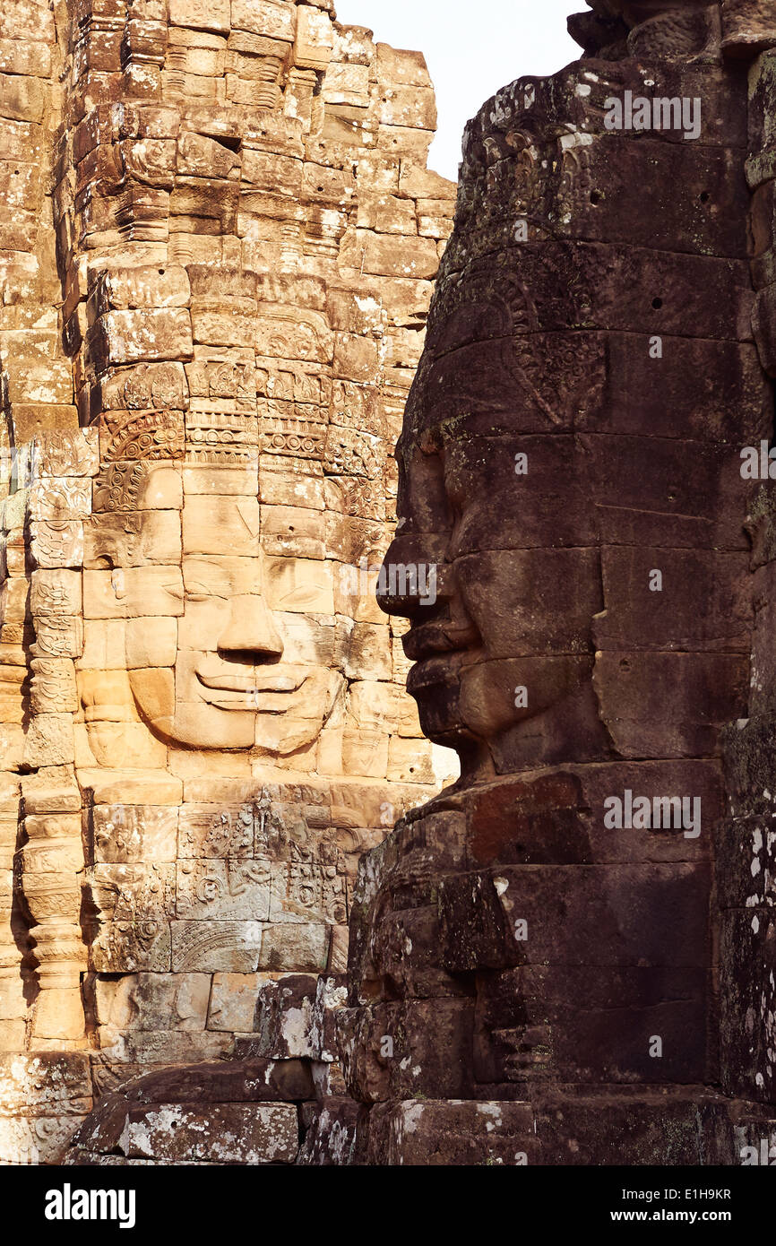 Temple Bayon à Angkor Wat au Cambodge Banque D'Images