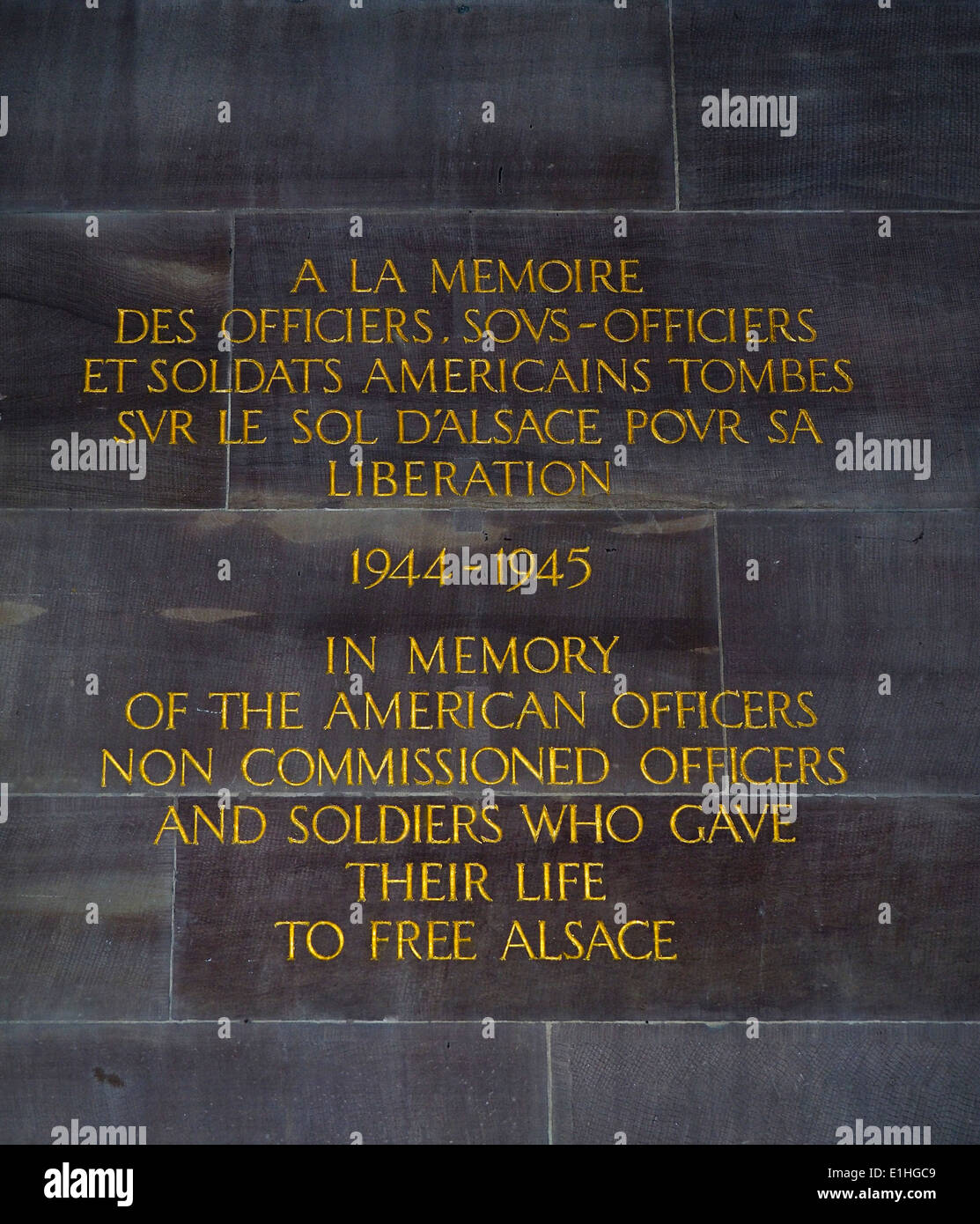 Plaque commémorative aux soldats américains dans la Cathédrale Notre Dame Strasbourg Banque D'Images