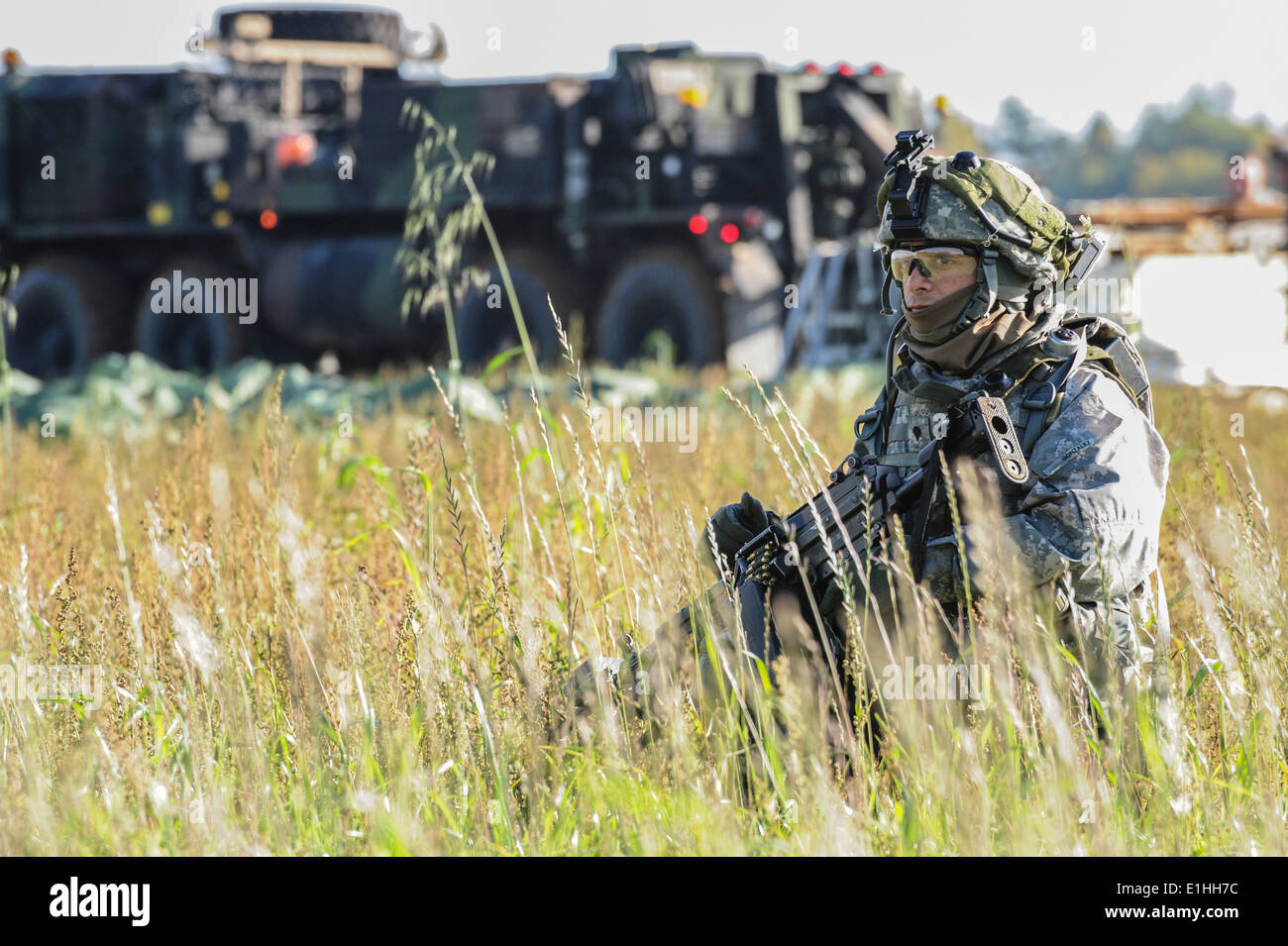 La CPS de l'armée américaine. Oscar Gonzalez, avec le 2e régiment de cavalerie, fournit la sécurité arrière lors de fortes baisses de charge des opérations de valorisation Banque D'Images