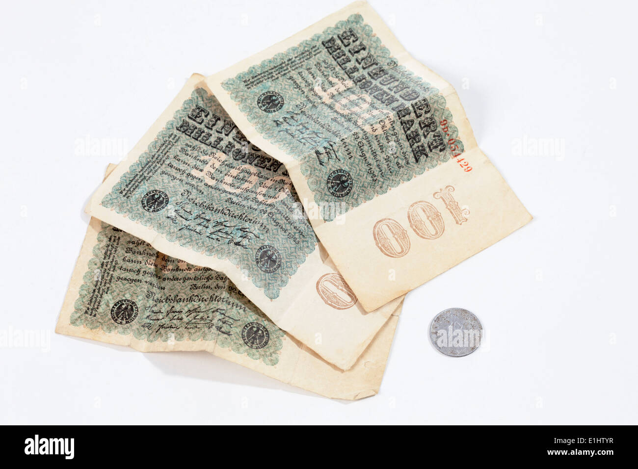 Cent millions de reichsmark allemand relève dans les années 1920 Banque D'Images