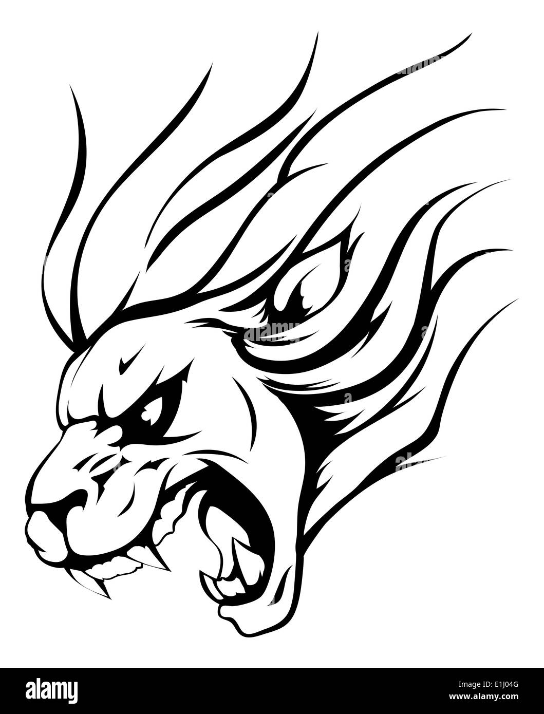 Une illustration d'un lion rugissant mascotte en colère Banque D'Images