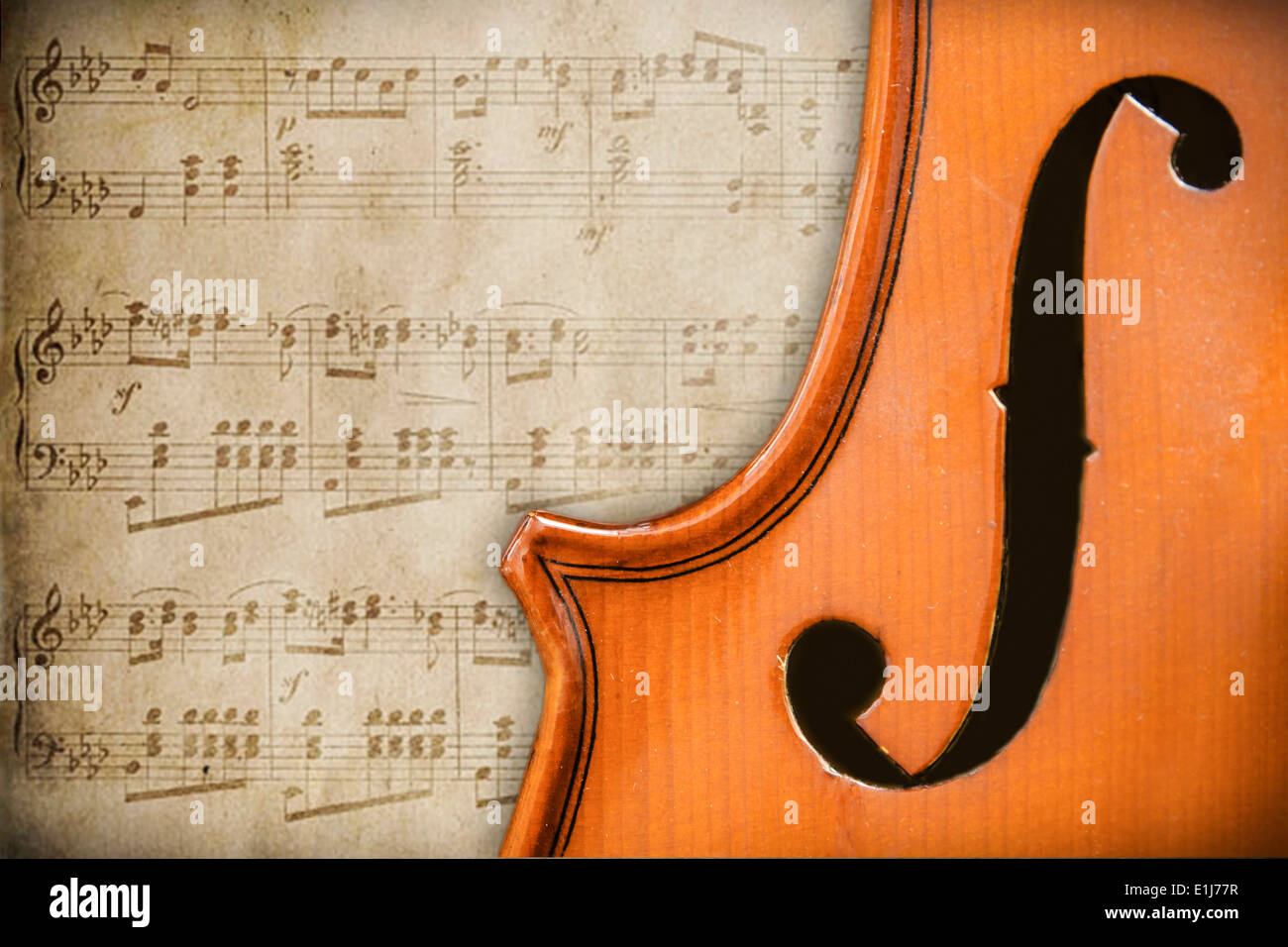 Old Vintage Violon Musique Antique sur feuille Banque D'Images