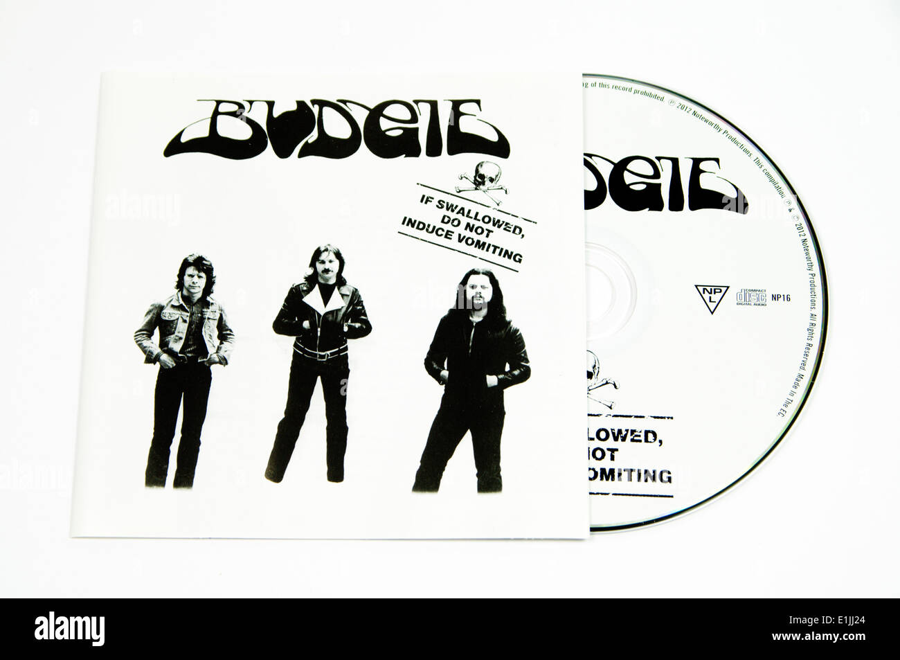 Budgie 'en cas d'ingestion Ne pas faire vomir' CD album rock progressif Banque D'Images