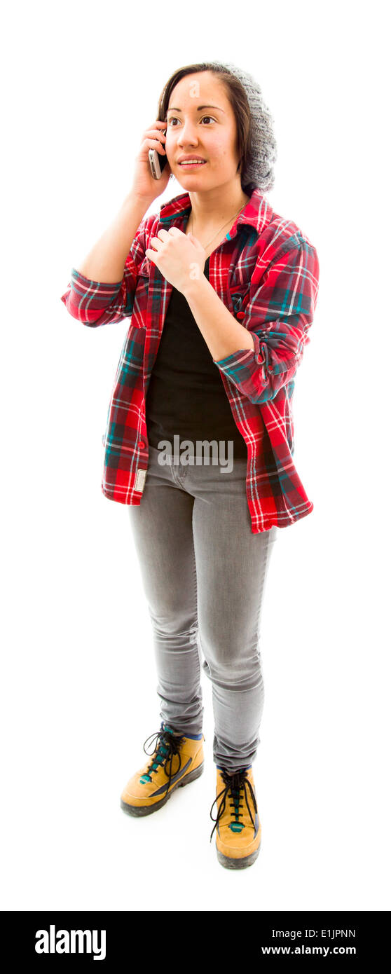 Young Woman talking on mobile phone Banque D'Images